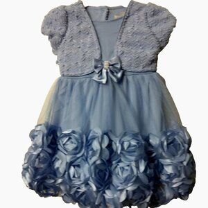 New Nanette Toddler Girls Light Blue Flower Lined Special occasion Dress 24m